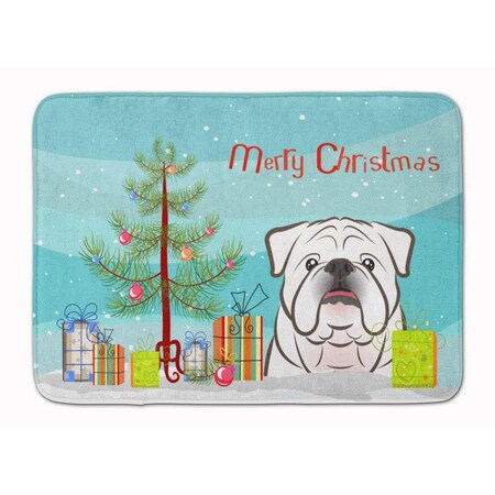 Carolines Treasures Christmas Tree White English Bulldog Machine Washable Memory Foam Mat BB1592RUG